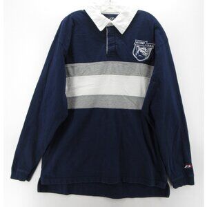 Pro Player Men's Polo with Navy and Gray Stripes